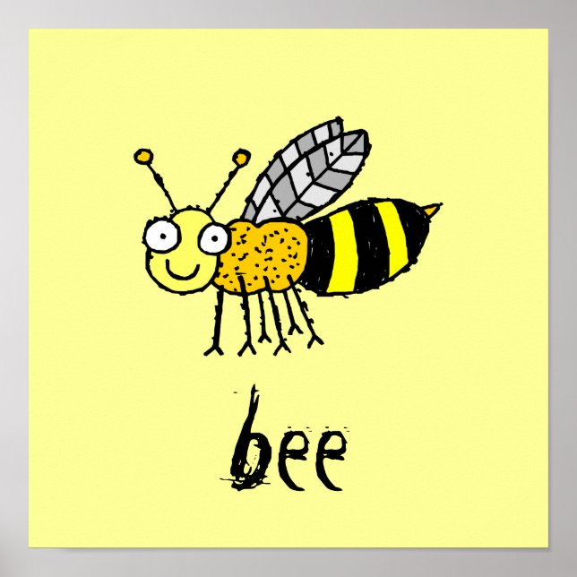 Funky Farm Honey Bee Kids Square Poster (Vorne)