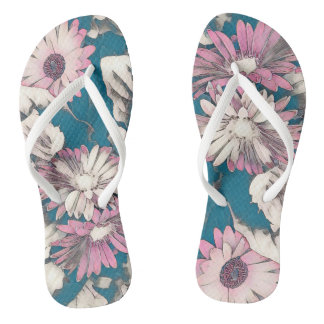 Funky fett blühend in rosa und aquamarin  flip flops