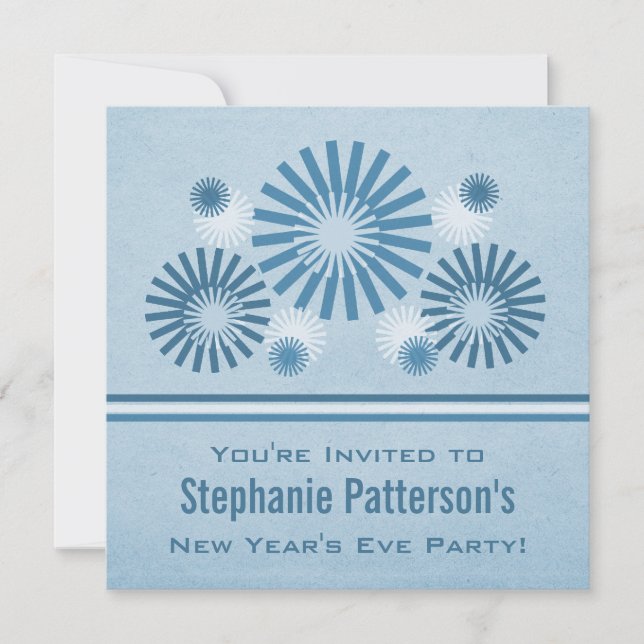 Funky Fireworks - Einladung zum Silvesterabend, bl (Vorderseite)