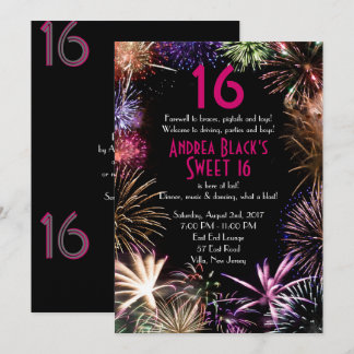 Funky Fireworks Sweet 16 Birthday Einladung