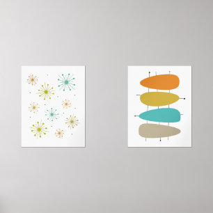 Funky Fireworks und Guitar Mid Century Modern Bilderwand Sets