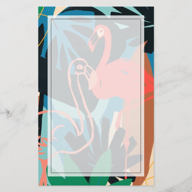 Funky Flamingo Briefpapier (Vorderseite)