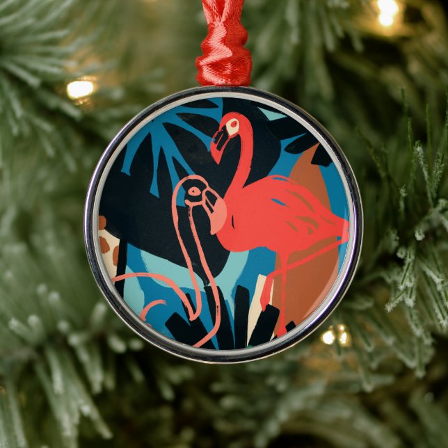 Funky Flamingo Ornament Aus Metall (Baum)
