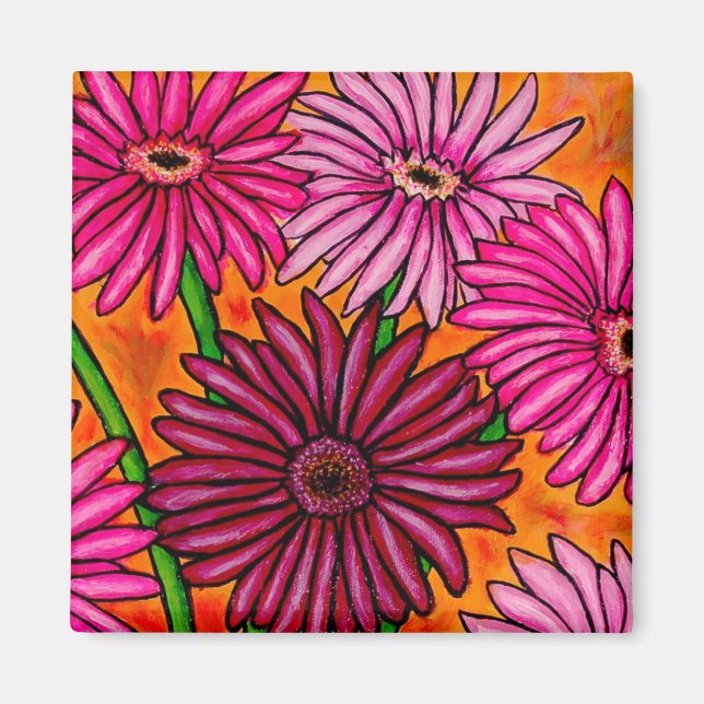 Funky Floral Gerber Daisy Magnet (Devant)
