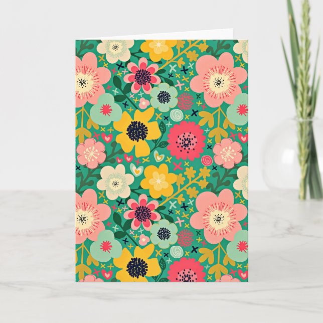 Funky Floral Pattern Karte (Vorderseite)