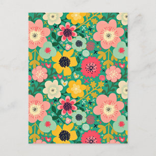 Funky Floral Pattern Postkarte