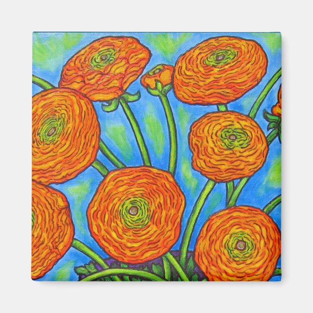 Funky Floral Ranunculus Magnet (Vorne)