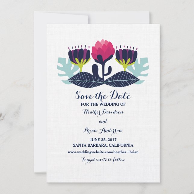 Funky Floral Save the Date laden (Vorderseite)