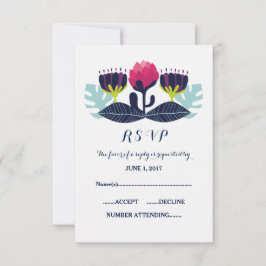 Funky Floral Wedal Card RSVP Card