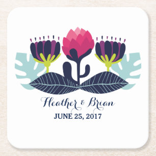 Funky Floral Wedding Paper Untersetzer