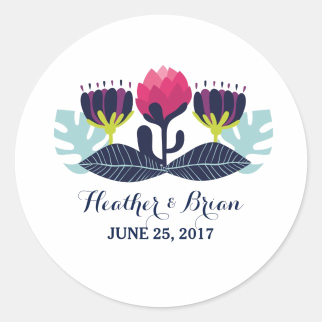 Funky Floral Wedding Stickers (Vorderseite)