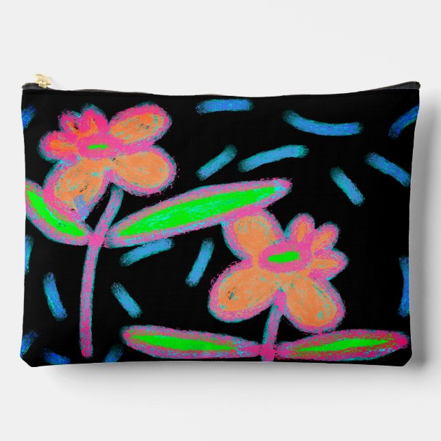 Funky Flowers Abstract Art Zippered Pouch Zubehörtasche (Vorderseite)
