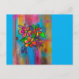Funky Flowers Postcard Postkarte