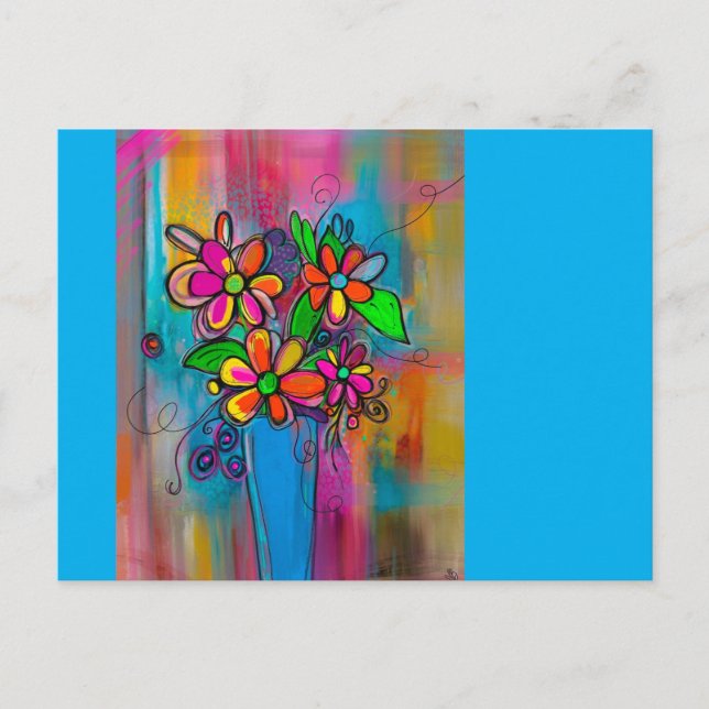 Funky Flowers Postcard Postkarte (Vorderseite)