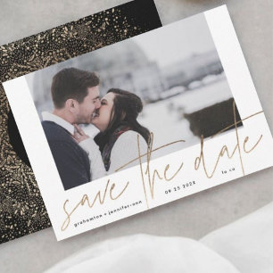 Funky Foto Frame Gold Foil Elegante Moderne Save The Date
