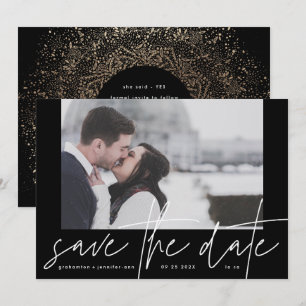 Funky Foto Frame Lässig Onyx Black Elegant Moderns Save The Date