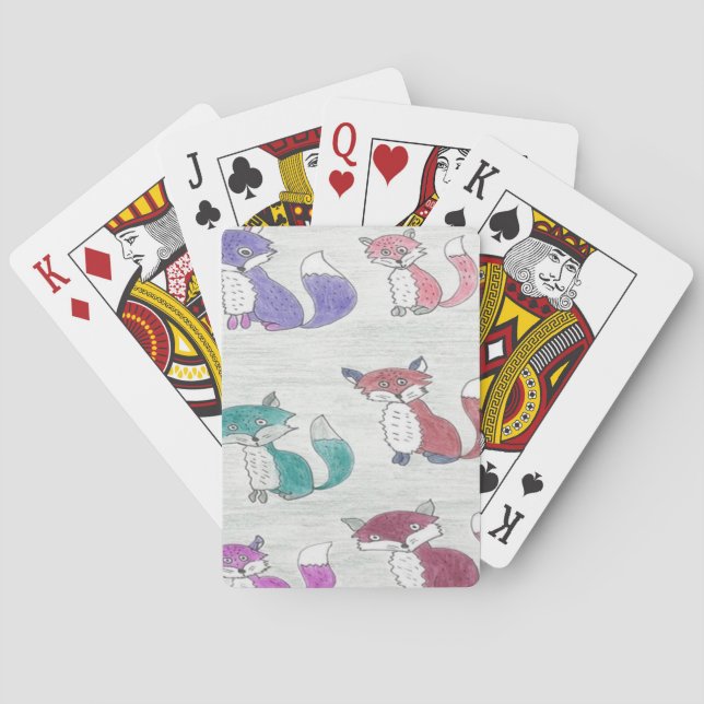 Funky Foxes Pattern Spielkarten (Rückseite)