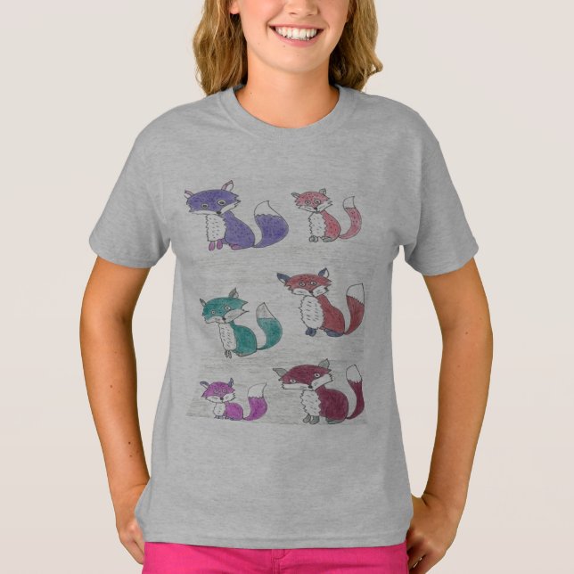 Funky Foxes Pattern T-Shirt (Vorderseite)