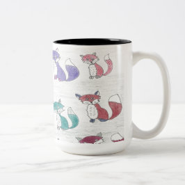 Funky Foxes Pattern Zweifarbige Tasse