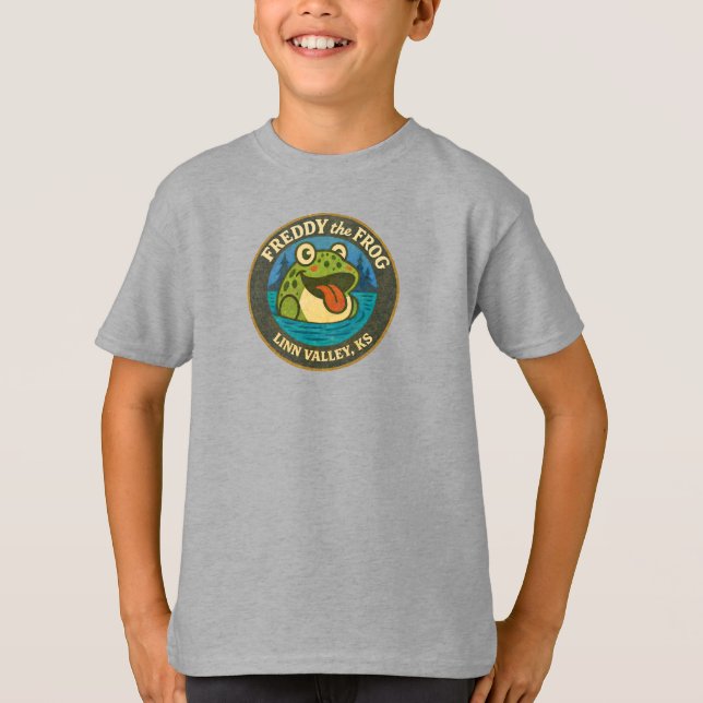 Funky Freddy Frog of Linn Valley, KS Kids Tee (Vorderseite)