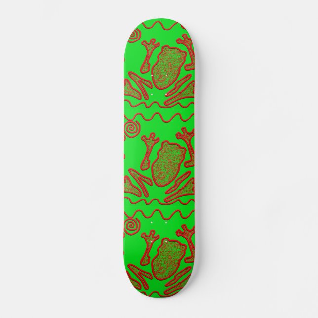 Funky Frosch-Limone grüne rote Skateboard (Vorderseite)