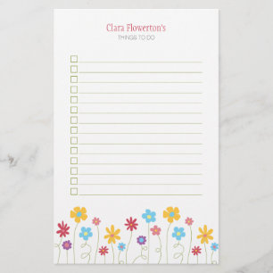 Funky Frühlings-Blumen, zum der Liste zu tun Briefpapier