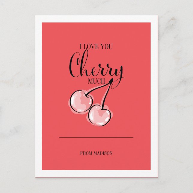 Funky Fruit Pun Cherry Valentine Carte postale (Devant)