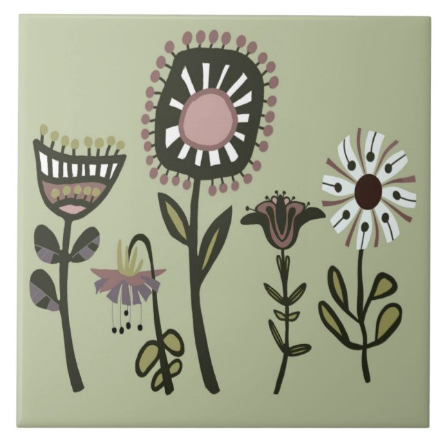Funky Fun Blume Keramik Kitchenette Fliese (Vorderseite)
