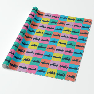 Funky Fun Checkerboard Mini Cooper Geschenkpapier