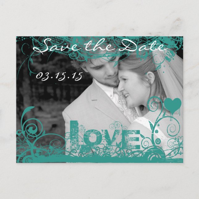 Funky Fun Save the Date mit Ihren Fotos Ankündigungspostkarte (Vorderseite)