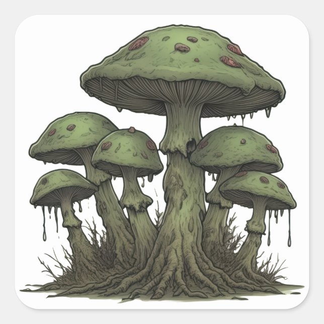 Funky Fungi Quadratischer Aufkleber (Vorderseite)