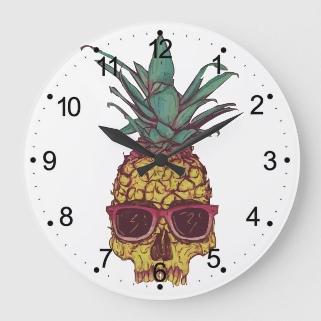 Funky Geek Cool Pineapple Punk Design Große Wanduhr (Vorderseite)