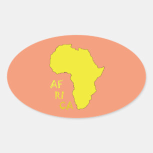 Funky gelbe Afrika-Karte Ovaler Aufkleber