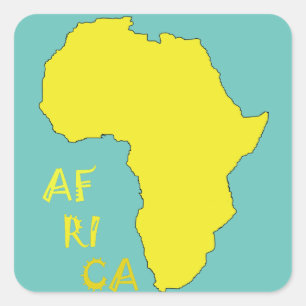 Funky gelbe Afrika-Karte Quadratischer Aufkleber
