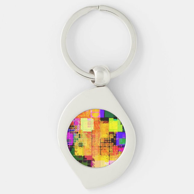 Funky Geometric, mehrfarbig Schlüsselanhänger (Vorderseite)