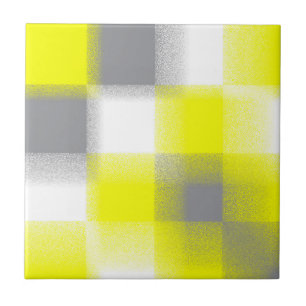 Funky Geometry Abstrakt Art Yellow Grey White Fliese