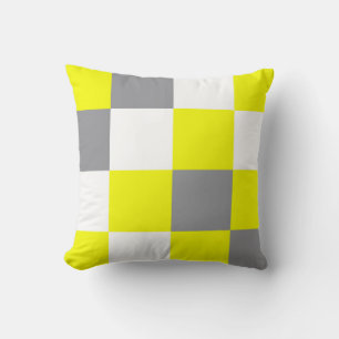 Funky Geometry Abstrakt Art Yellow Grey White Kissen