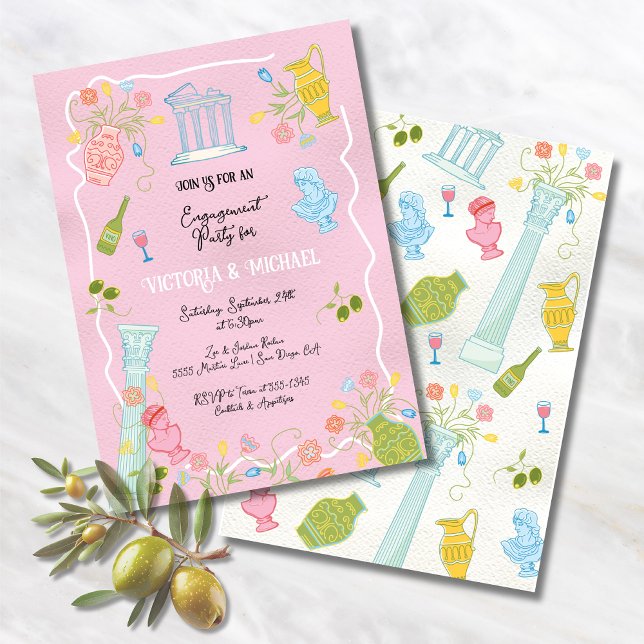 Funky Gezeichnet italienisches Party Griechisch-Mi Einladung (Von Creator hochgeladen)