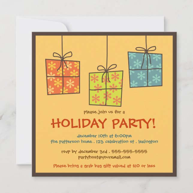 Funky Gips Retro Holiday Grab Bag Party Einladung (Vorderseite)