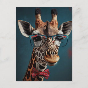 Funky Giraffe Hipster Funny Animal Portraits Postkarte