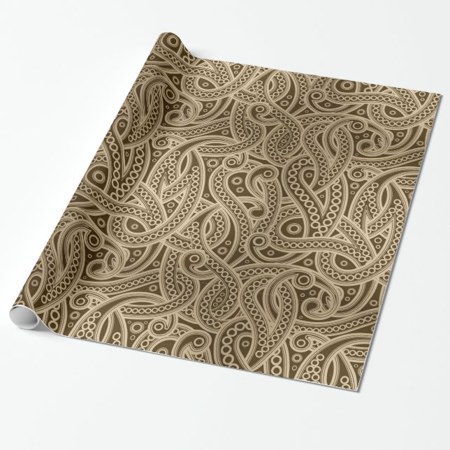 Funky Gold Abstrakt Paisley Musterpapier Geschenkpapier (Ungerollt)