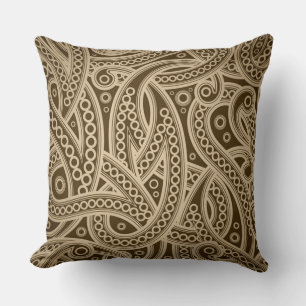 Funky Gold Abstrakt Paisley Pattern Throw Kissen