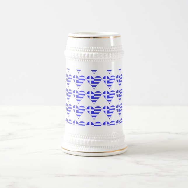 Funky Greece Flag Herz geteert Bierglas (Mittel)