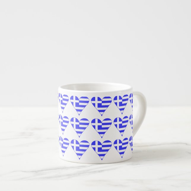 Funky Greece Flag Herz geteert Espressotasse (Vorderseite Rechts)