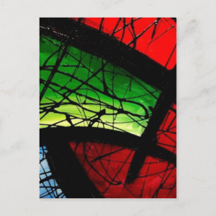 Funky Green Abstrakt Square Painting Postkarte