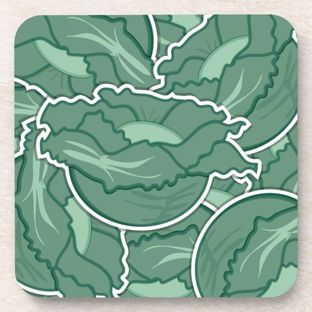 Funky green cabbage getränkeuntersetzer (Vorderseite)