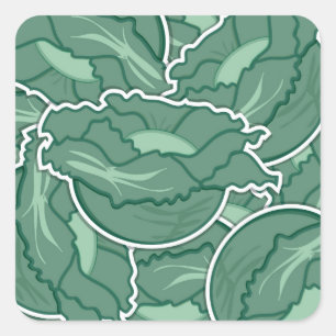 Funky green cabbage quadratischer aufkleber