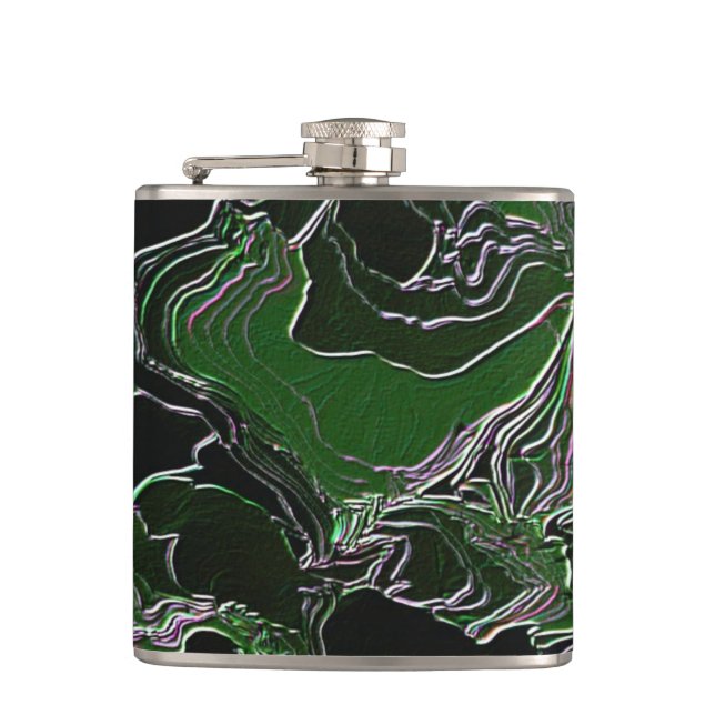 Funky Green Camouflage Flachmann (Vorderseite)