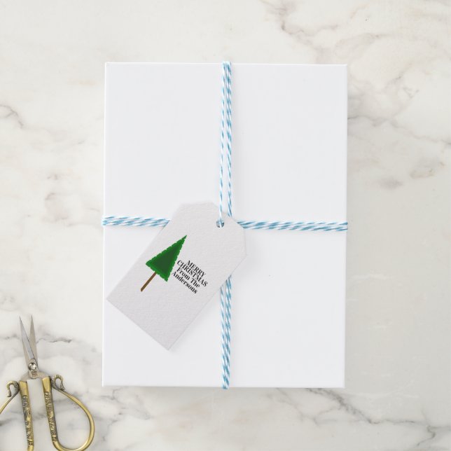 Funky Green Christmas Tree Design Geschenkanhänger (Mit Garn)