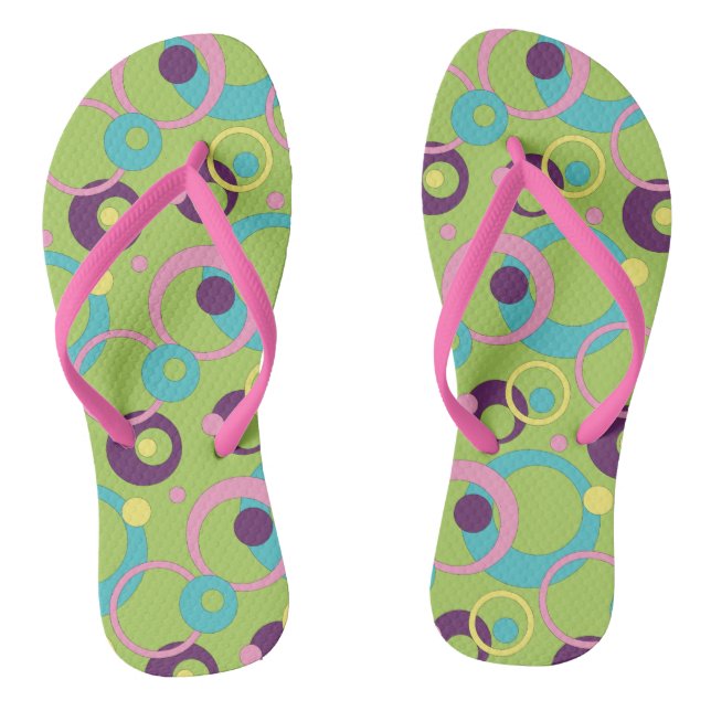 Funky Green Circles Flip Flops (Fußbett)